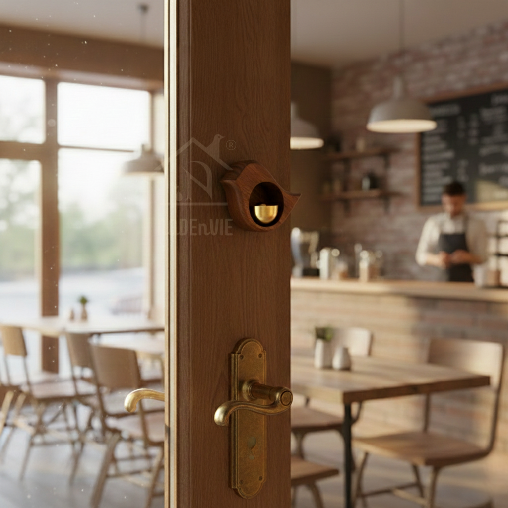 Handmade Wood Doorbell Bird Bell Pendant – Elegant Entrance Chime with Relaxing Sound