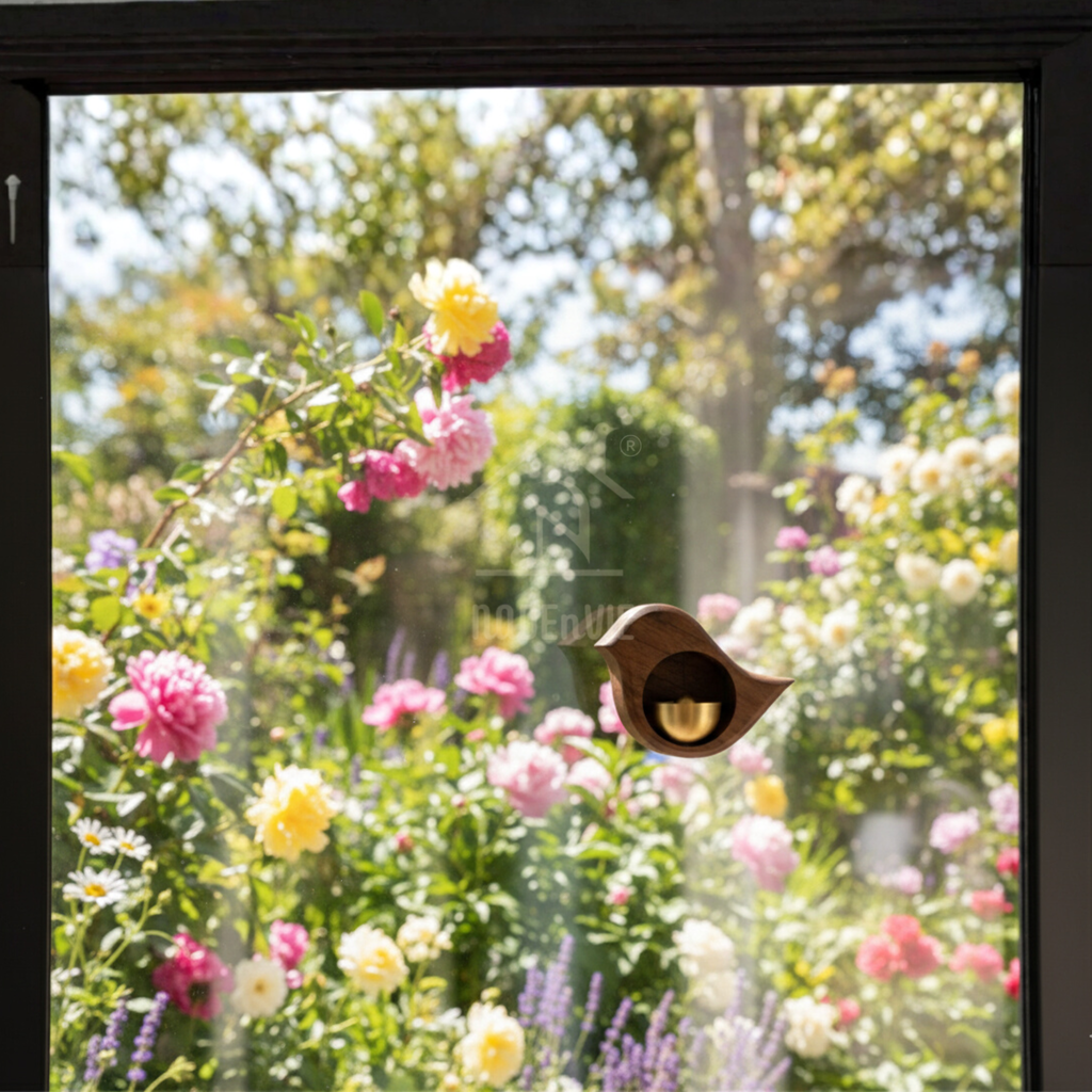 Handmade Wood Doorbell Bird Bell Pendant – Elegant Entrance Chime with Relaxing Sound