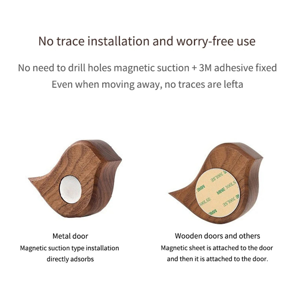 Handmade Wood Doorbell Bird Bell Pendant – Elegant Entrance Chime with Relaxing Sound