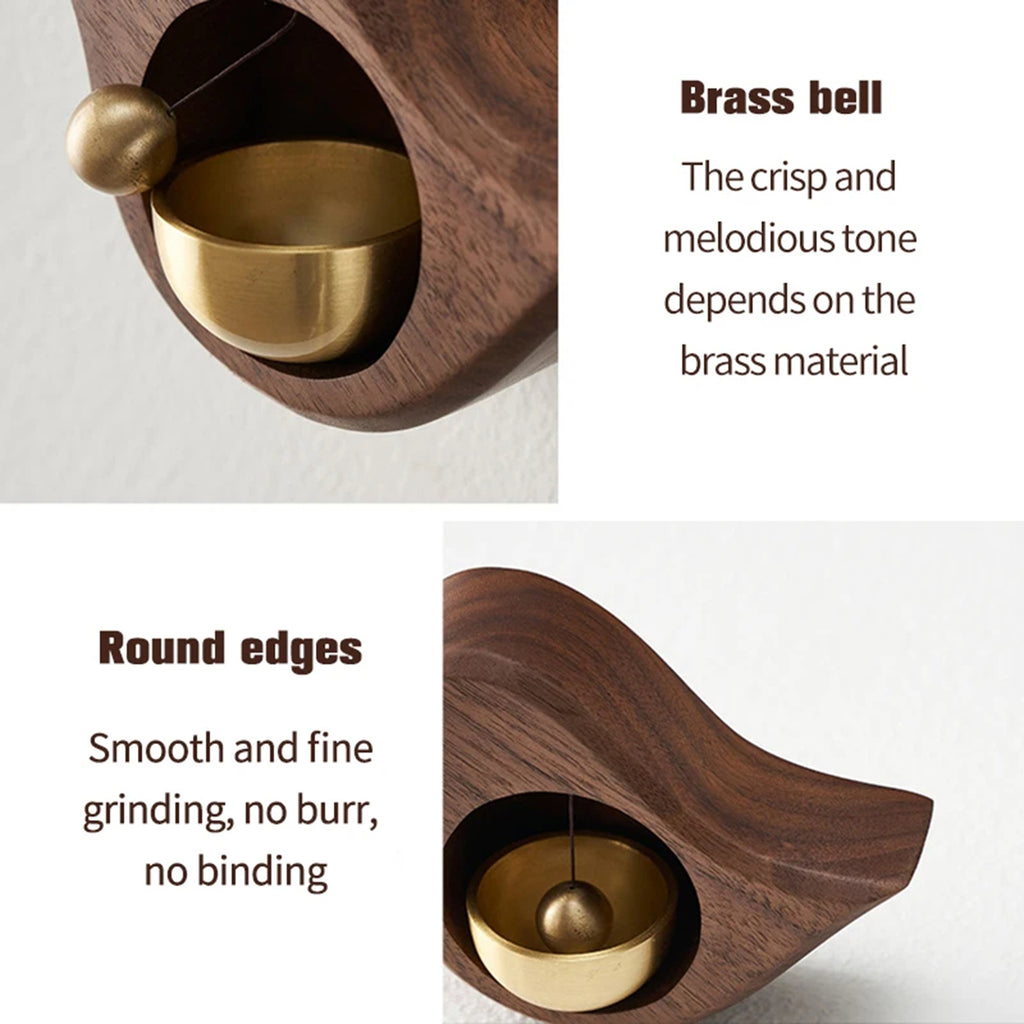 Handmade Wood Doorbell Bird Bell Pendant – Elegant Entrance Chime with Relaxing Sound