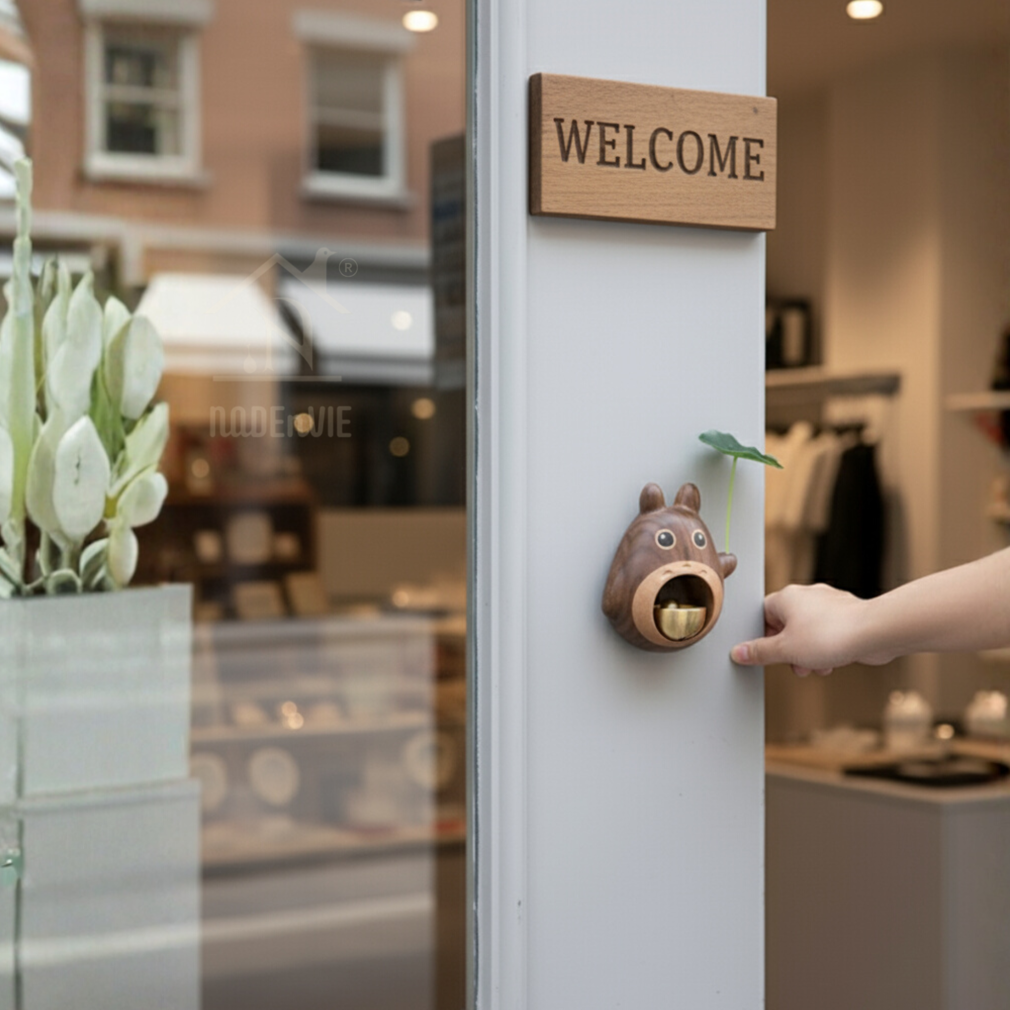 CARTOON WOODEN DOORBELL - SHOPKEEPER BELL FOR DOOR OPENING