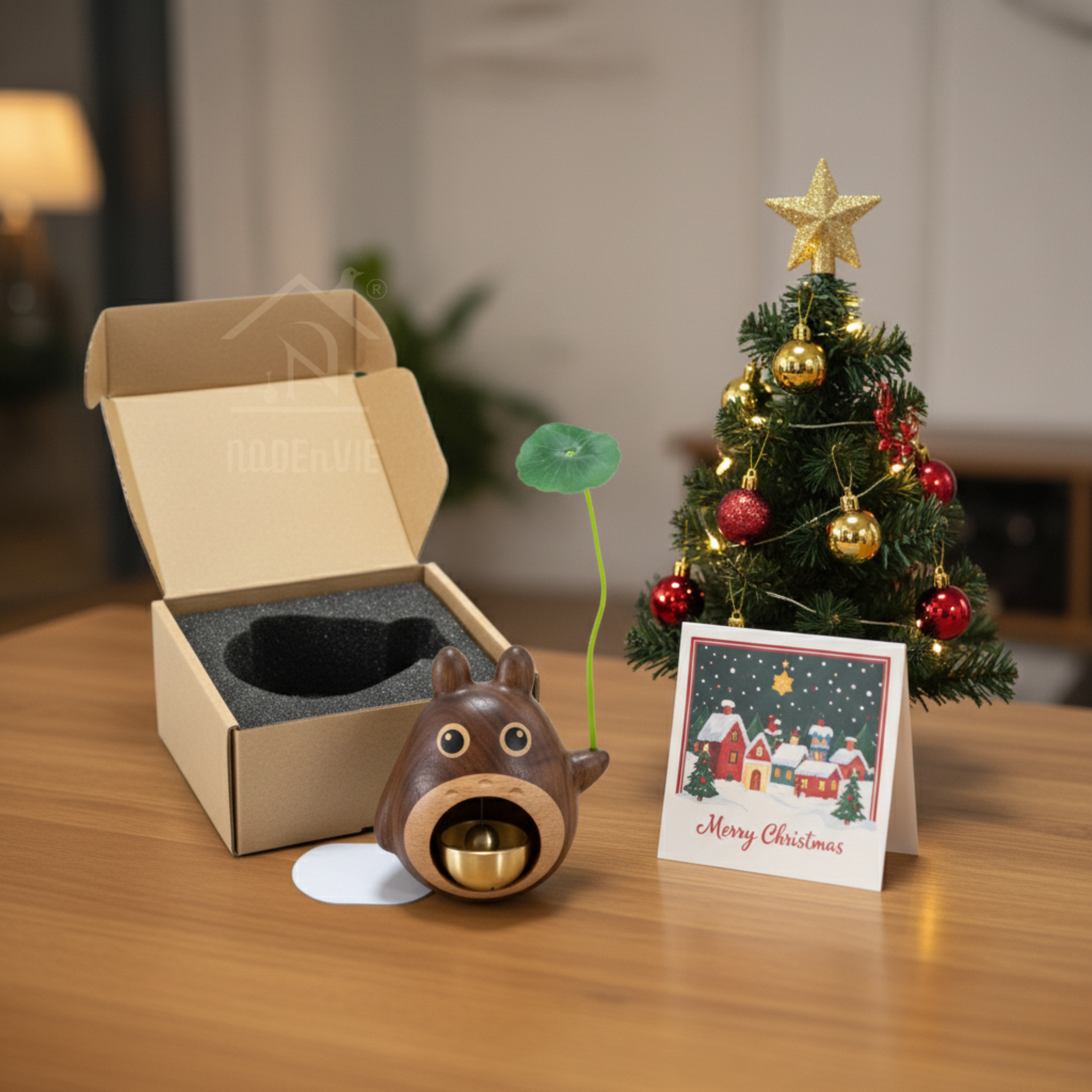 CARTOON WOODEN DOORBELL - SHOPKEEPER BELL FOR DOOR OPENING