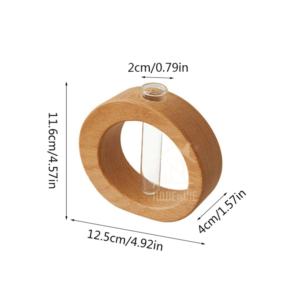 Beech Wooden Hydroponic Vase with Glass Tube – Minimalist Propagation Station
