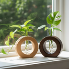 Beech Wooden Hydroponic Vase with Glass Tube – Minimalist Propagation Station