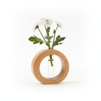 Beech Wooden Hydroponic Vase with Glass Tube – Minimalist Propagation Station